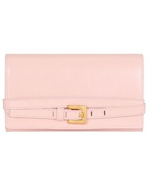 Balmain Shuffle Calfskin Wallet With Chain - Pink