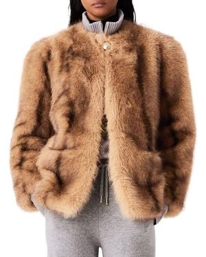 Maje Guston Oversized Faux Fur Coat - Brown