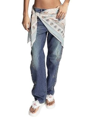 Anna Sui Heritage Scarf Print Chiffon Square Scarf - Blue