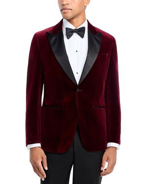 BOSS Velvet Satin Peak Slim Fit Dinner Jacket - Red