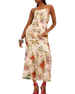 Coast Muse Strappy Floral Sequin Maxi Dress - Natural