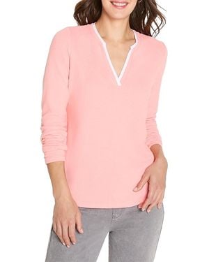 NIC+ZOE Layered Look Split Neck Top - Pink