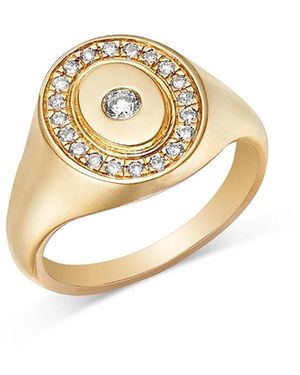Bloomingdale's Fine Collection Diamond Signet Pinky Ring - Metallic