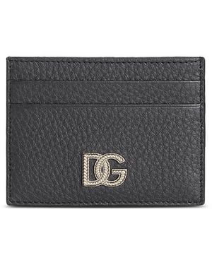 Dolce & Gabbana Logo Pebble Leather Card Holder - Gray