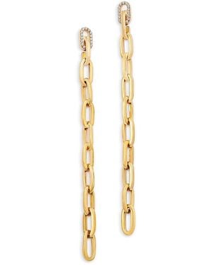 Roberto Coin 18K Navarra Diamond Long Link Dangle Drop Earrings - Metallic