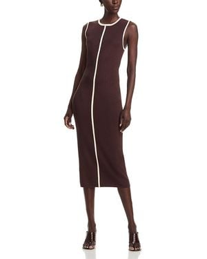 Tahari Round Neck Midi Dress - Purple