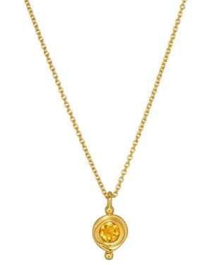 Ottoman Hands Birthstone Pendant Necklace - Metallic