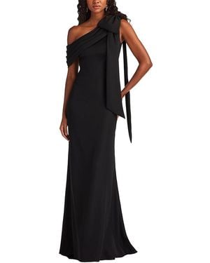 Tadashi Shoji Cassia Bow-Shoulder Crepe Gown - Black