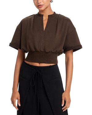 3.1 Phillip Lim Short Sleeve Cropped Sweatshirt - Black