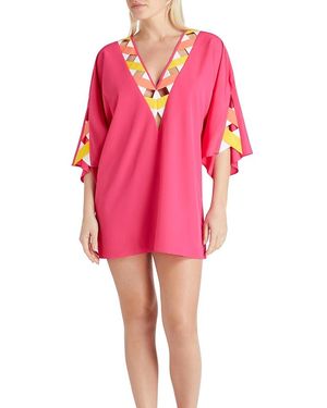 VALIMARE Mallorca Cross Bandage Cover-Up Tunic Dress - Pink