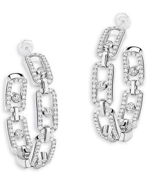 Messika 18K Move Link Diamond Small Hoop Earrings - White