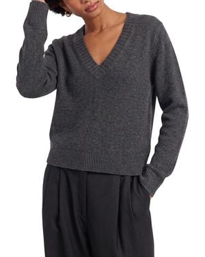 Chinti & Parker Wool-Cashmere V-Neck Sweater - Gray