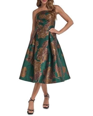 Eliza J Floral Jacquard Fit-And-Flare Midi Dress - Green