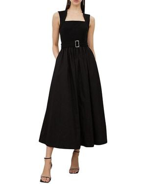 Karen Millen Square Neck Belted Maxi Dress - Black