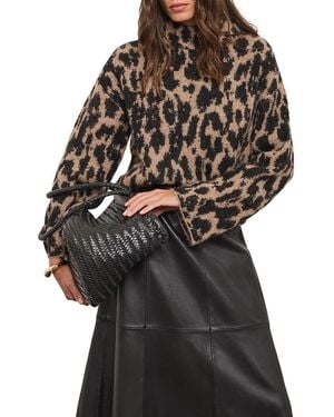Mint Velvet Fuzzy Textured Mock Neck Knit Sweater - Black
