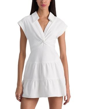 Alice + Olivia Mila Deep V Neck Twist Front Mini Dress - White