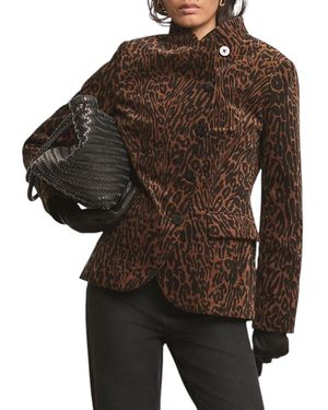 Mint Velvet High Neck Printed Velvet Jacket - Brown