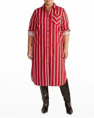 UNIVERSAL STANDARD Plus Odeon Stretch Poplin Shirtdress - Red