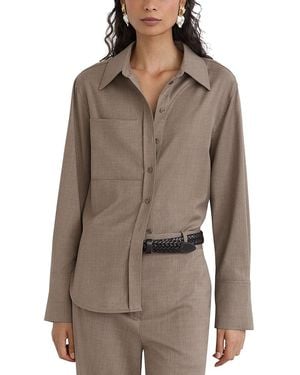 Reiss Adie Stretch Wool Shirt - Brown