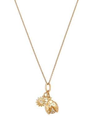 Bloomingdale's Fine Collection Diamond Ladybug & Flower Pendant Necklace - Metallic