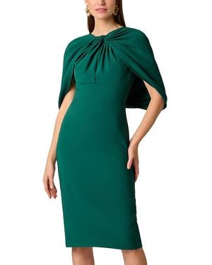 Aidan Mattox Crepe Cape Dress - Green
