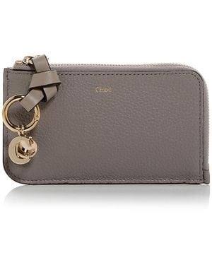 Chloé Alphabet Small Leather Zip Wallet - Gray