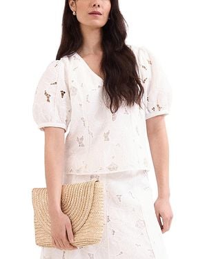 Phase Eight Marina Seamed Lace Blouse - White