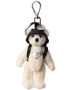 Prada Teddy Bag Charm With Metal Ring - Metallic