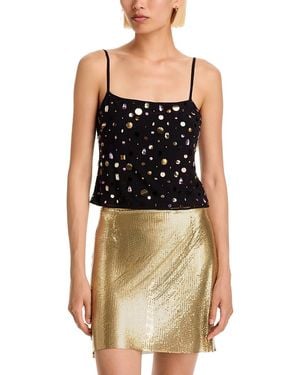 Aqua Paillette Mesh Top - Black