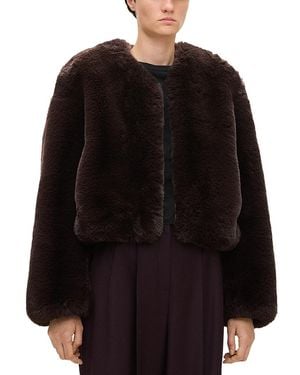 Theory Cropped Faux Fur Jacket - Black