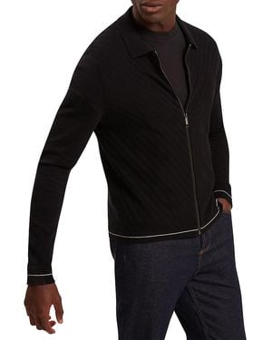 Ted Baker Lysand Chevron Stitch Zip Front Sweater - Black