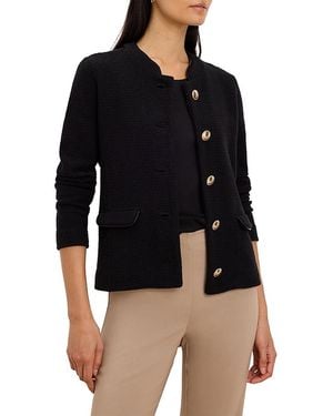 NIC+ZOE Trimmed Weave Mixed Knit Jacket - Black