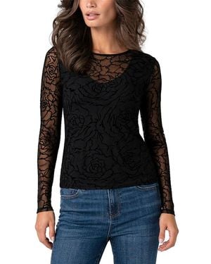 Liverpool Los Angeles Layered Sheer Top - Black