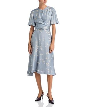 Altuzarra Kirsty Floral Draped Silk Midi Dress - Blue