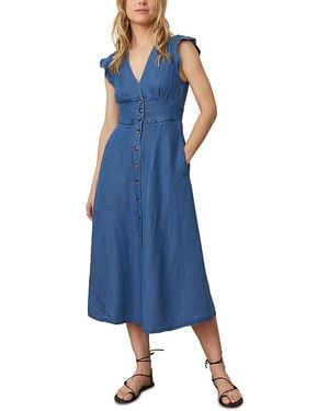 Marine Layer Camila Flutter Sleeve Midi Dress - Blue