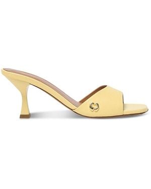 Maje Leather Heeled Mules - Metallic
