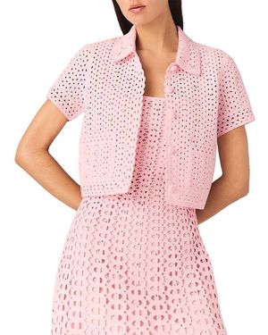 Maje Mykinga Rhinestone Crochet Cardigan - Pink