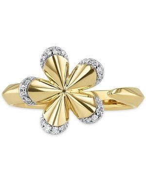 Phillips House 14K Diamond Knife Edge Open Small Forget Me Not Ring - Metallic