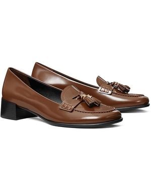 Tory Burch Leather Tassel Loafers - Brown