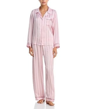 Eberjey Inez Printed Washable Silk Long Pajama Set - Pink