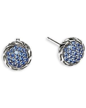 John Hardy Sterling Essentials Sapphire Pave Stud Earrings - Blue