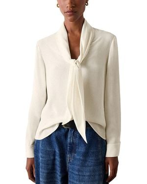Whistles Tie Neck Crepe Blouse - White