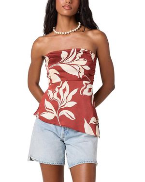 Astr Annabeth Strapless Asymmetrical Top - Red
