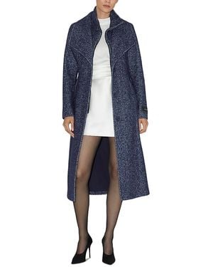 SOIA & KYO Ilana-H Herringbone Long Coat - Blue