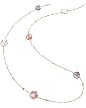 Pasquale Bruni 18K Bouquet Lunaire Moonstone & Diamond Flower Polished Disc Statement Necklace, 40 - White