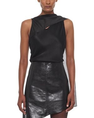Helmut Lang Silk Asymmetric Scarf Top - Black