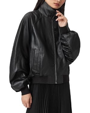 AllSaints Felda Leather Bomber Jacket - Black