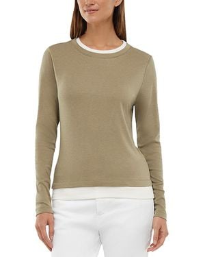 Three Dots Veronica Layered Long Sleeve Tee - Green