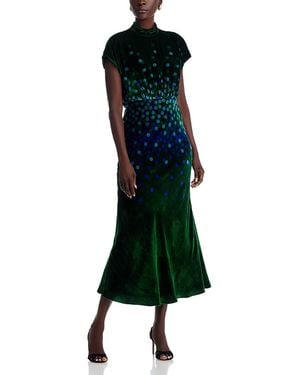 Saloni Fabienne Velvet Midi Dress - Green