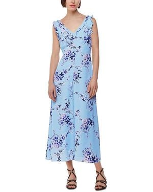 Whistles Bamboo Blossom Ruffle Dress - Blue
